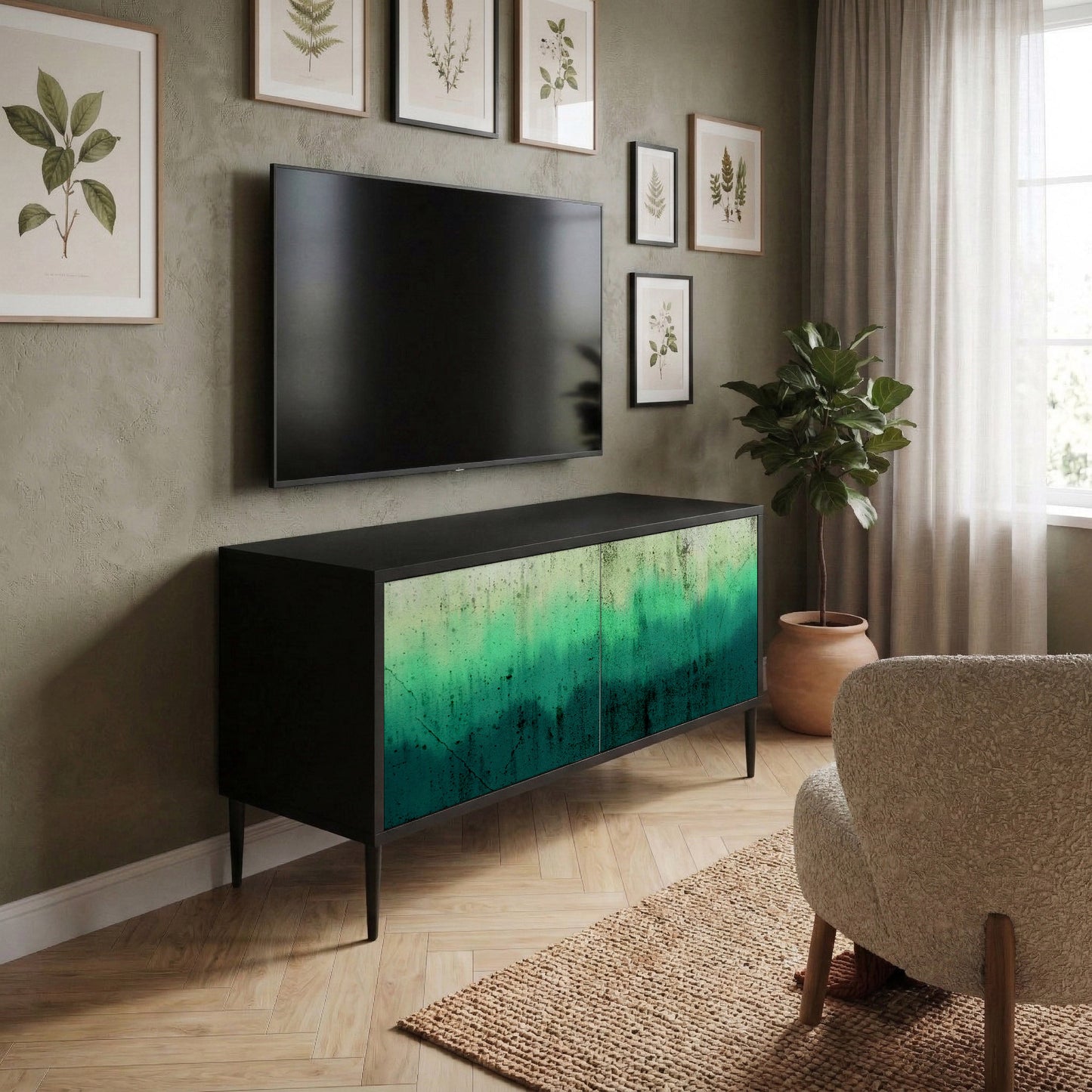 NORTHERN LIGHTS Kompakt TV-bänk med 2 dörrar