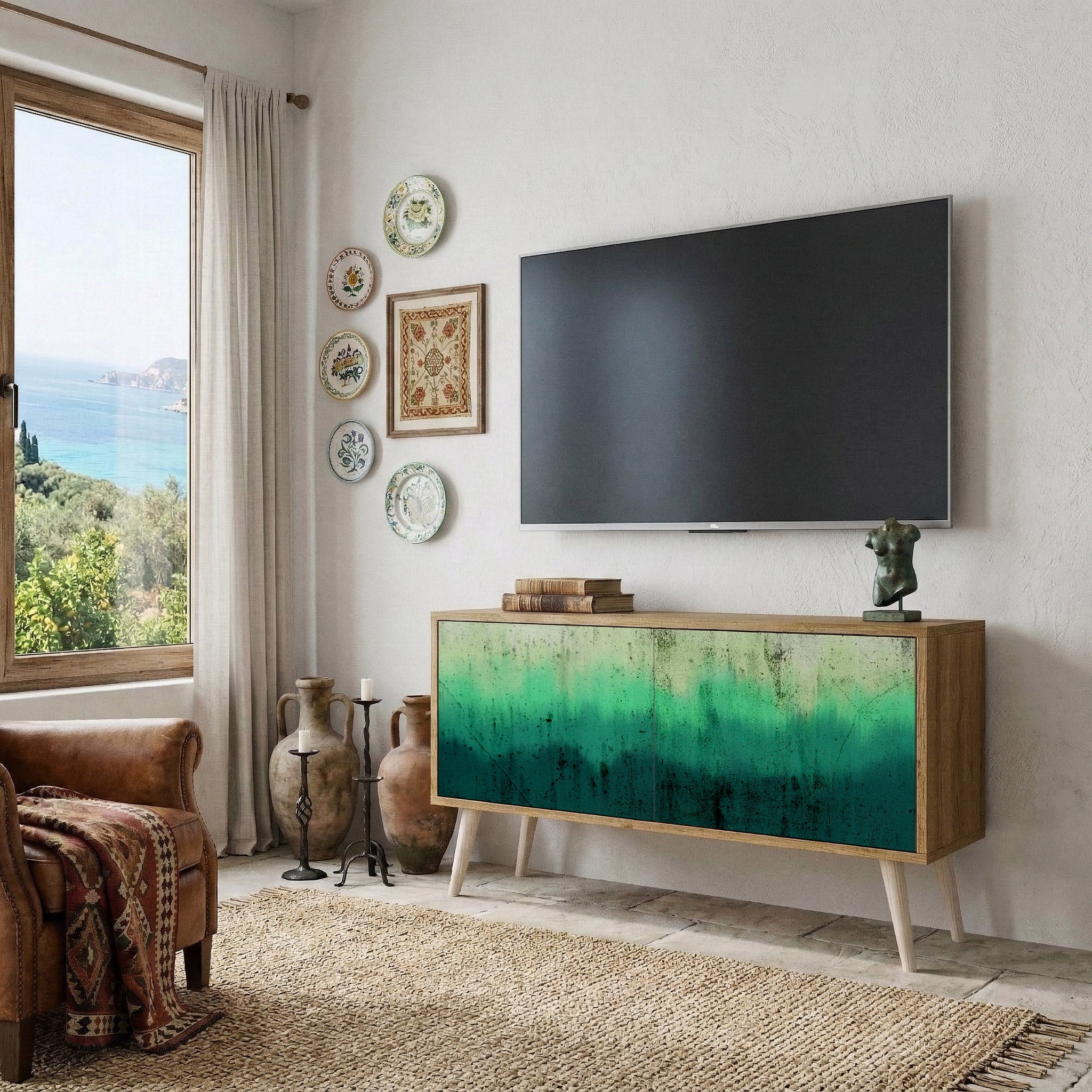 NORTHERN LIGHTS Kompakt TV-bänk med 2 dörrar