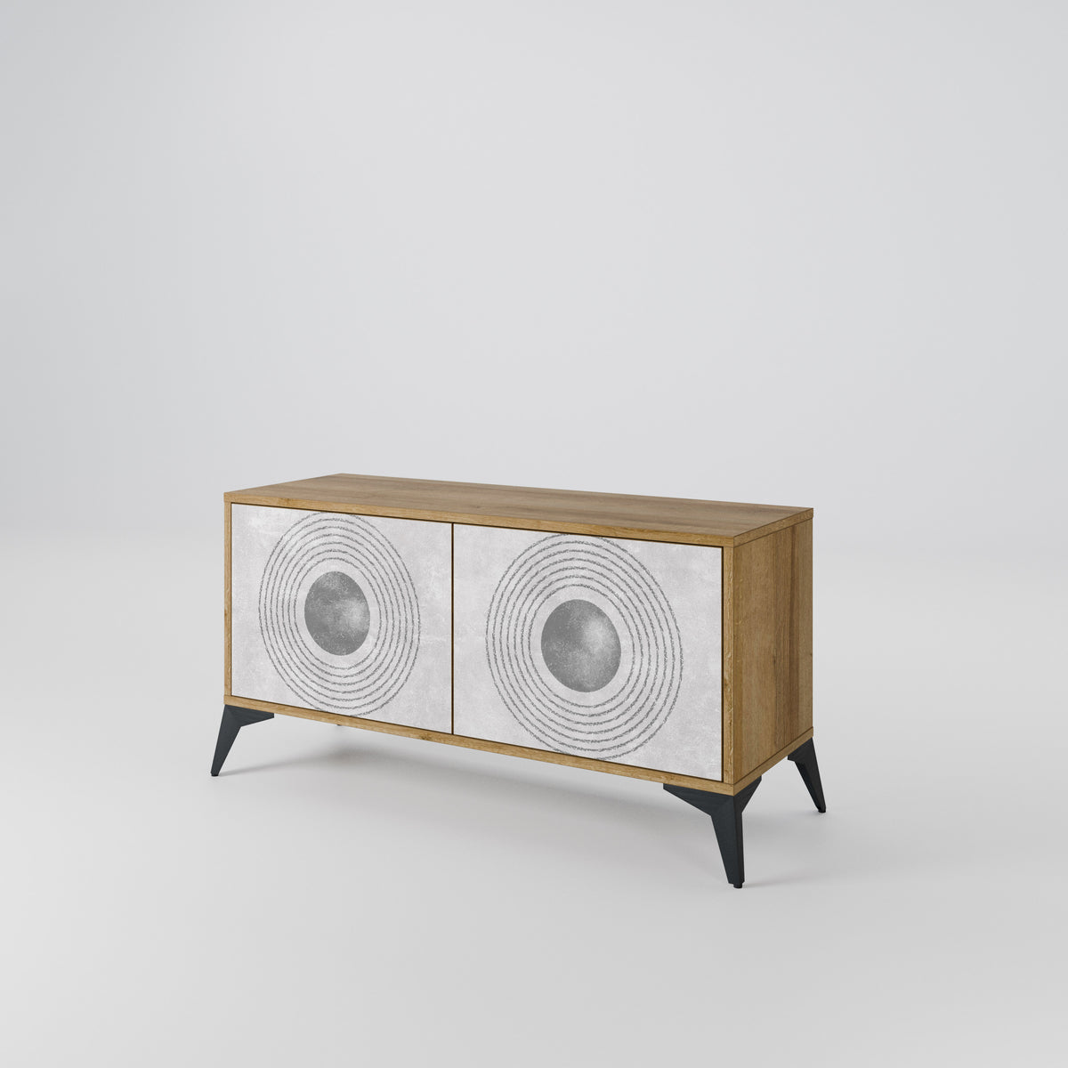 SOLID CIRCLES Kompakt TV-bänk med 2 dörrar