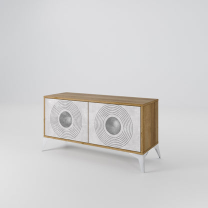 SOLID CIRCLES Kompakt TV-bänk med 2 dörrar