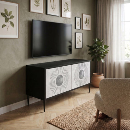 SOLID CIRCLES Kompakt TV-bänk med 2 dörrar