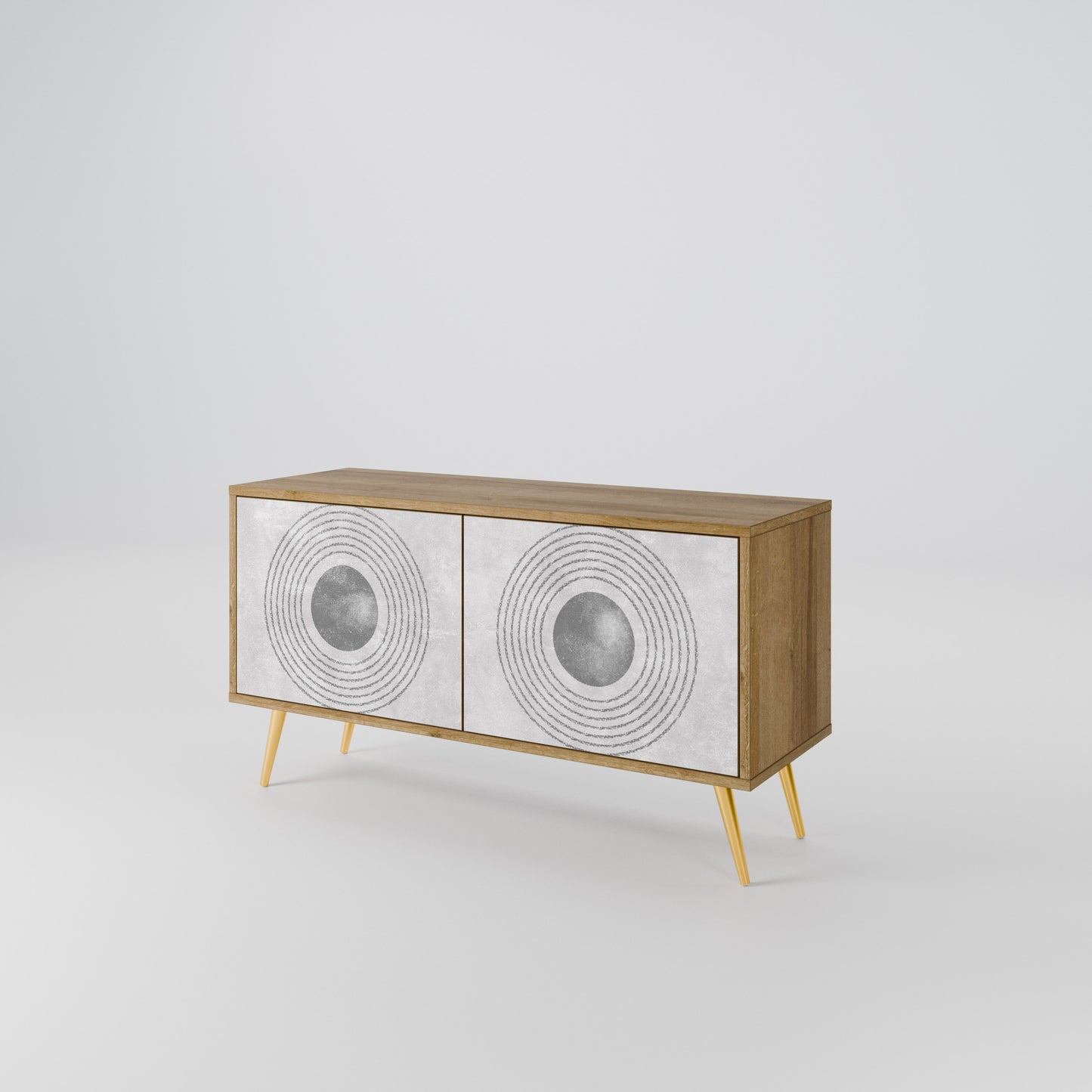 SOLID CIRCLES Kompakt TV-bänk med 2 dörrar