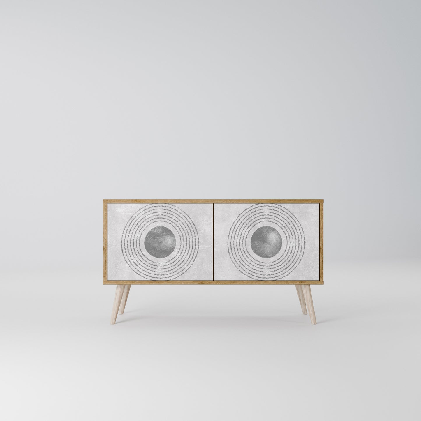 SOLID CIRCLES Kompakt TV-bänk med 2 dörrar
