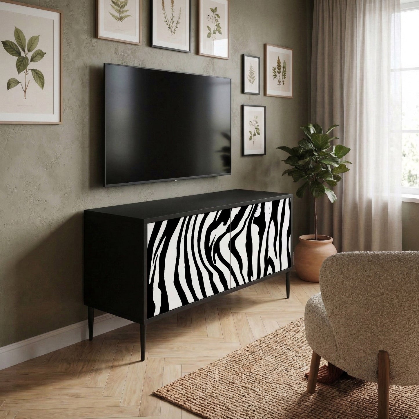 SPLENDID ZEBRA Kompakt TV-bänk med 2 dörrar