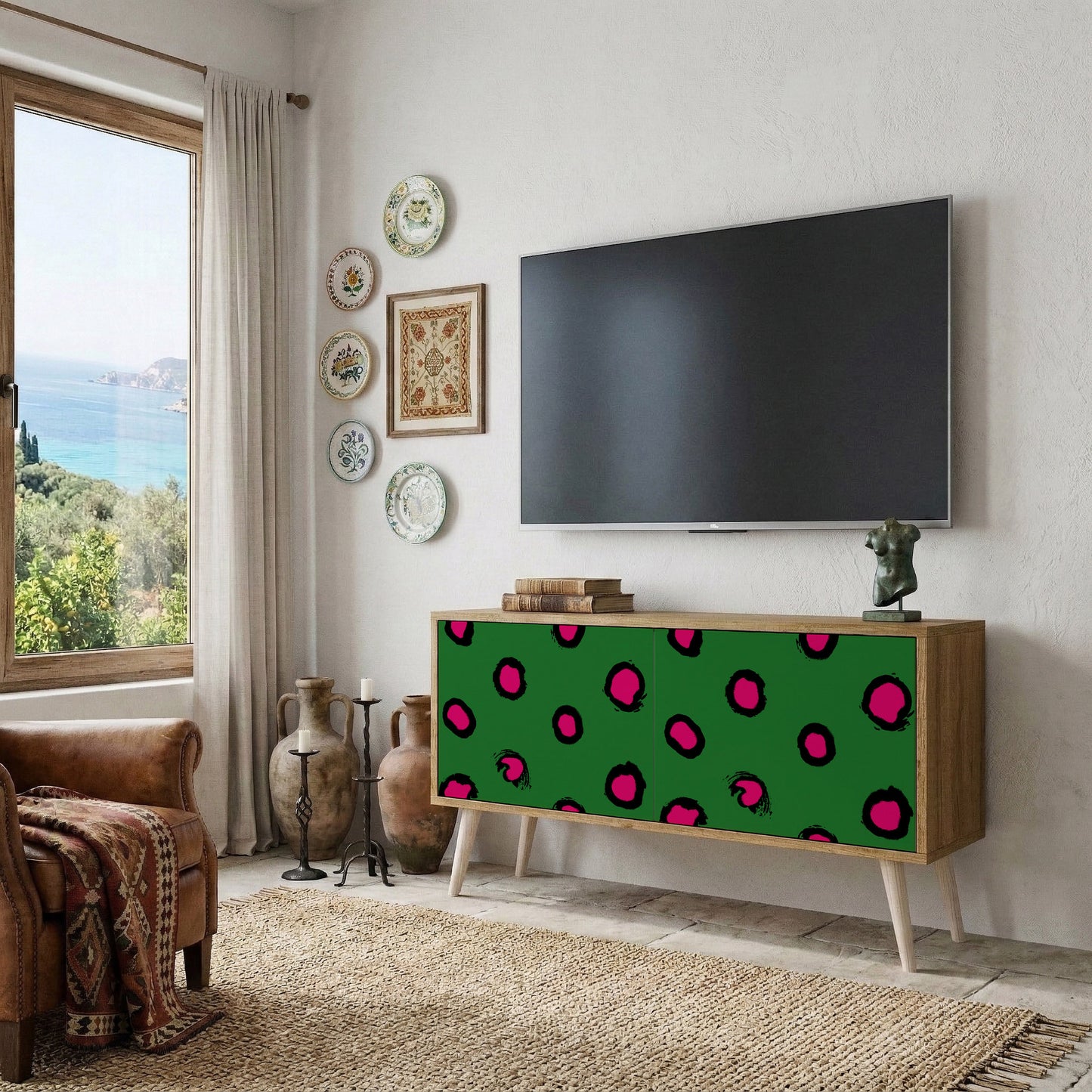 FUNKY SPOTS Kompakt TV-bänk med 2 dörrar