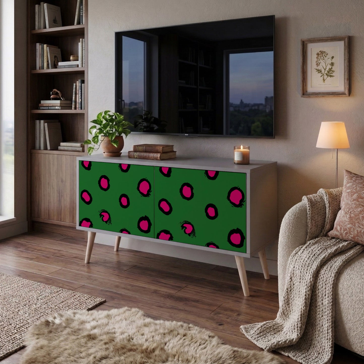 FUNKY SPOTS Kompakt TV-bänk med 2 dörrar