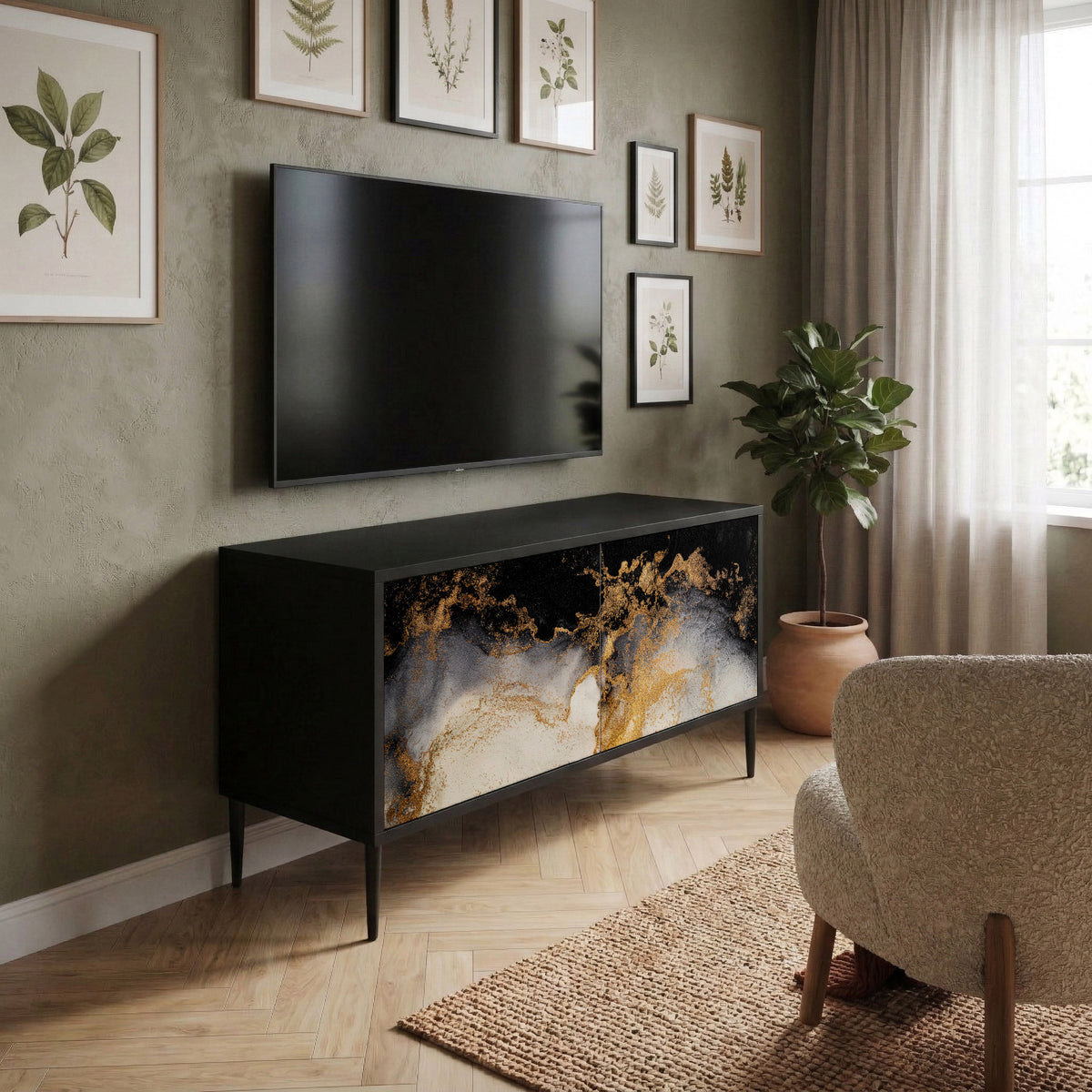 MARBLE OF TOMMORROW Kompakt TV-bänk med 2 dörrar