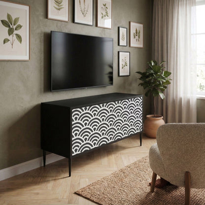 GLOOMY HOST Kompakt TV-bänk med 2 dörrar