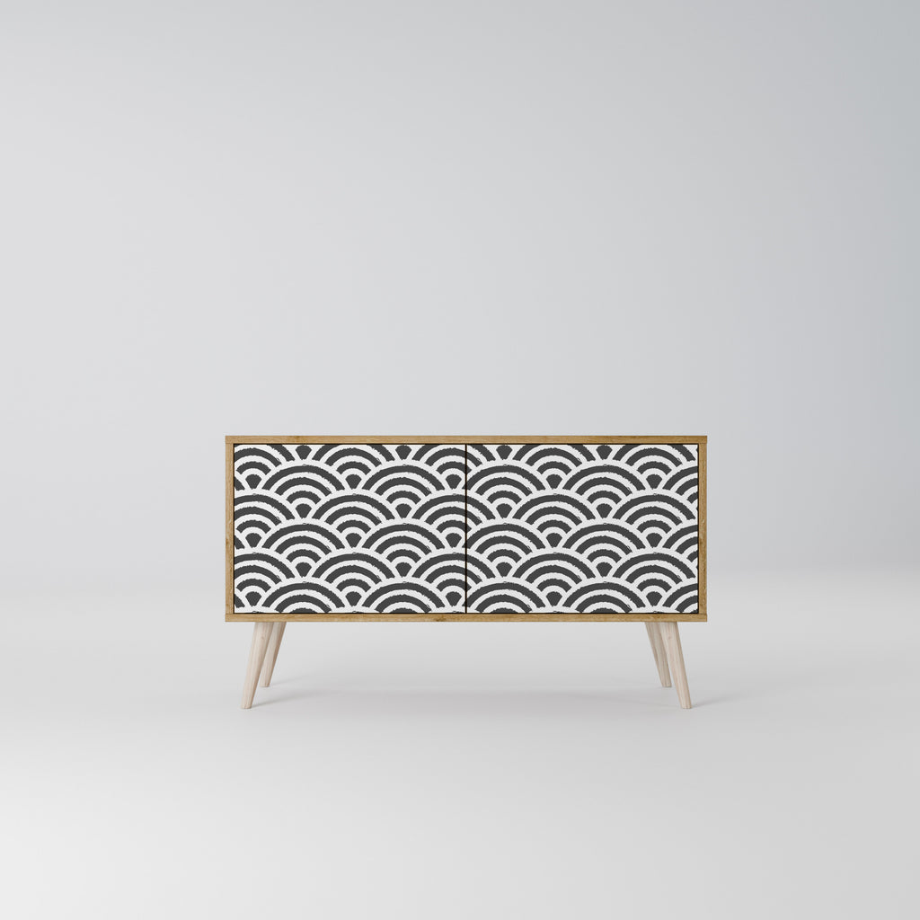 GLOOMY HOST Kompakt TV-bänk med 2 dörrar