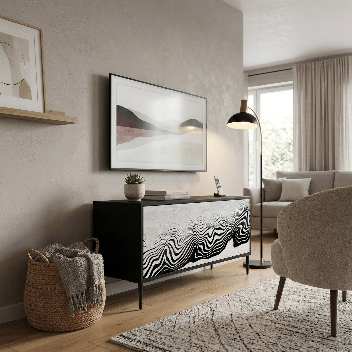 MONOCHROME MIRAGE Kompakt TV-bänk med 2 dörrar