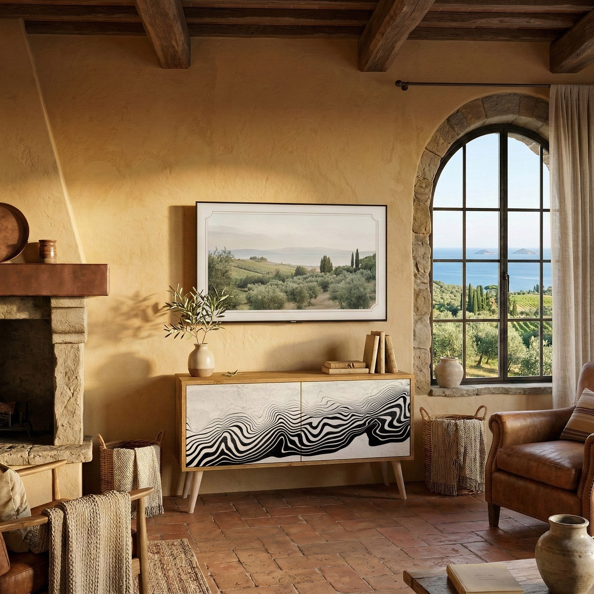 MONOCHROME MIRAGE Kompakt TV-bänk med 2 dörrar