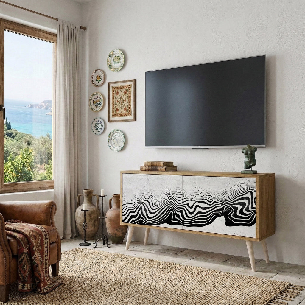 MONOCHROME MIRAGE Kompakt TV-bänk med 2 dörrar