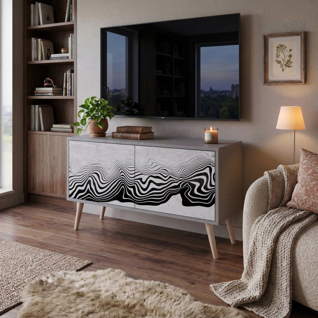 MONOCHROME MIRAGE Kompakt TV-bänk med 2 dörrar