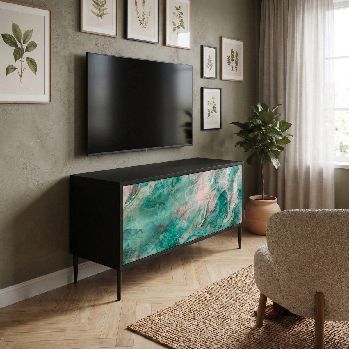 ABSTRACT ALCHEMY Kompakt TV-bänk med 2 dörrar