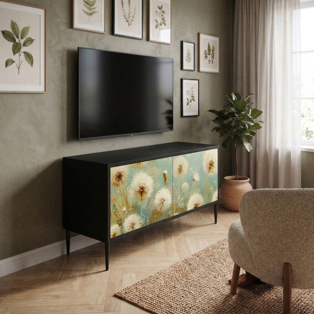 DREAMY MEADOW Kompakt TV-bänk med 2 dörrar