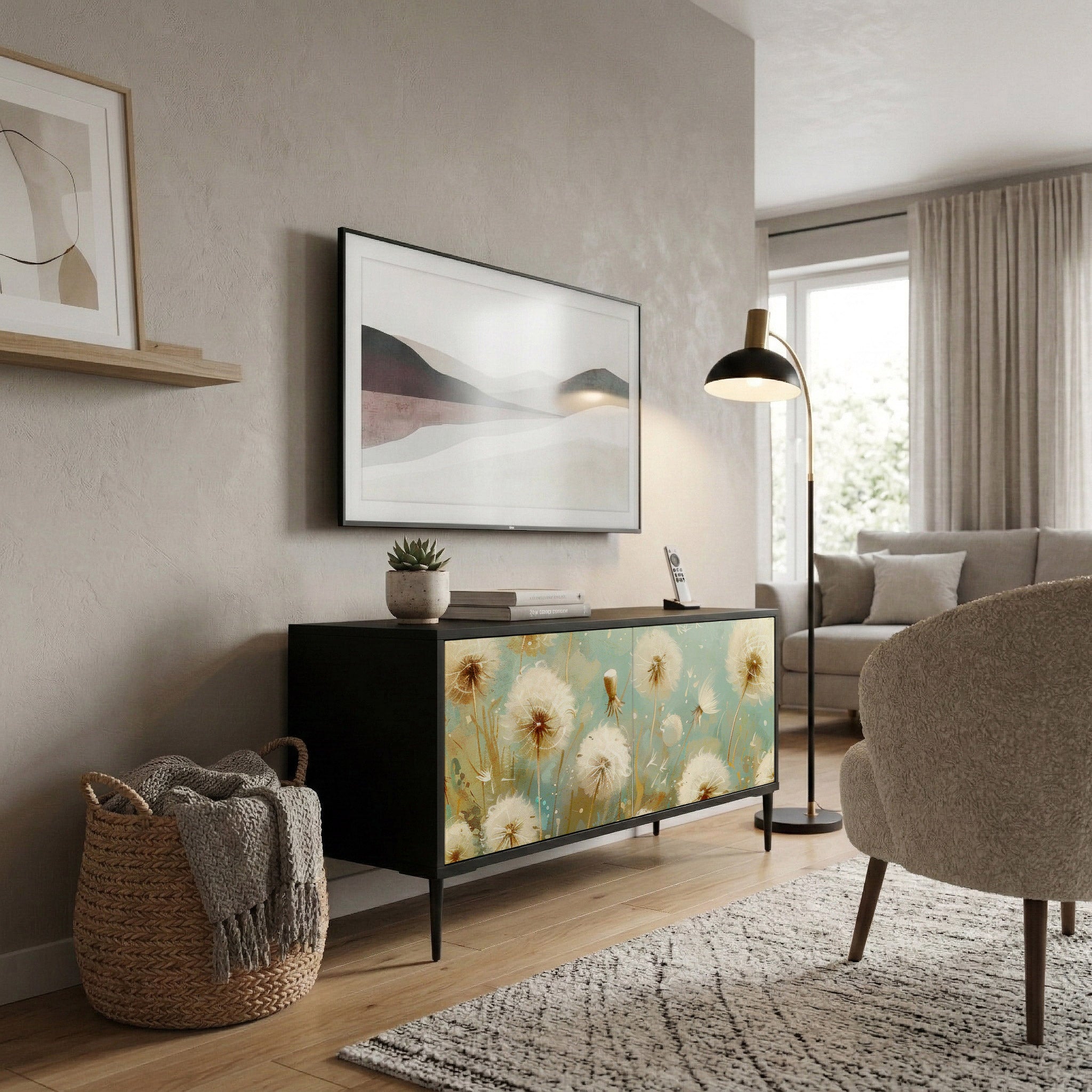 DREAMY MEADOW Kompakt TV-bänk med 2 dörrar