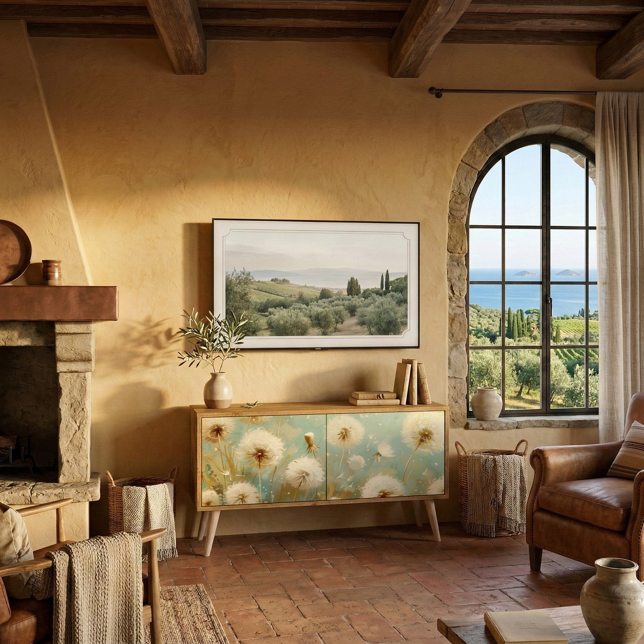 DREAMY MEADOW Kompakt TV-bänk med 2 dörrar