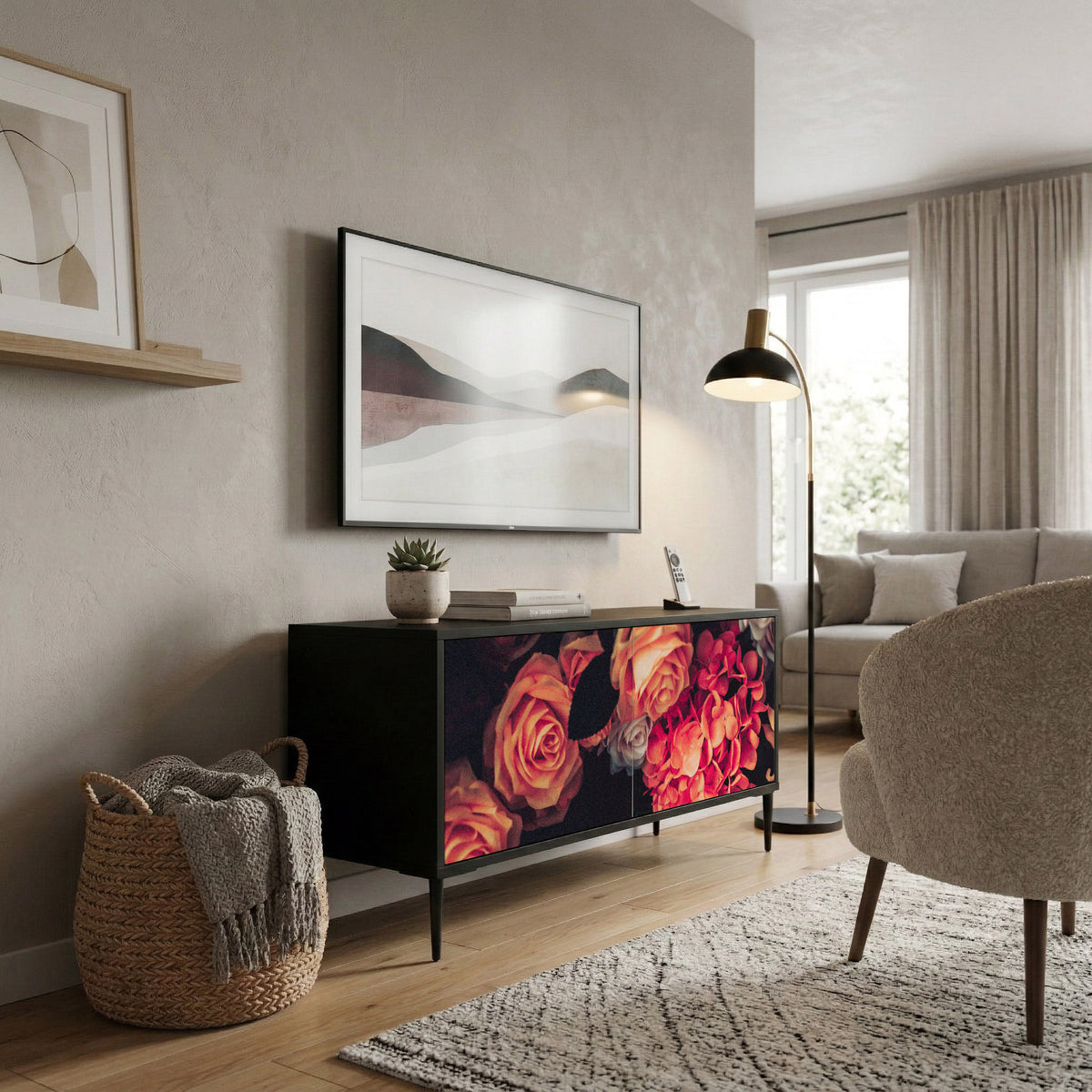 NEVERENDING BLOOM Kompakt TV-bänk med 2 dörrar