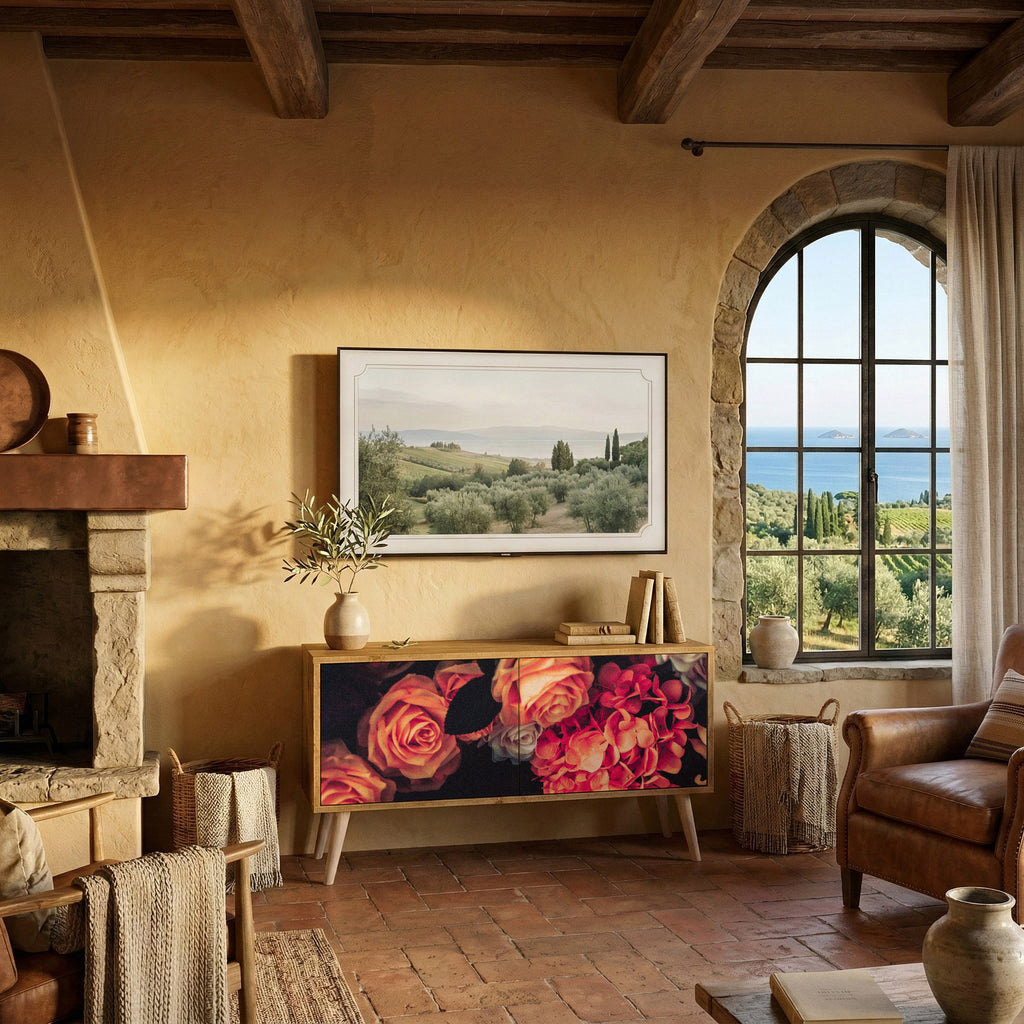 NEVERENDING BLOOM Kompakt TV-bänk med 2 dörrar