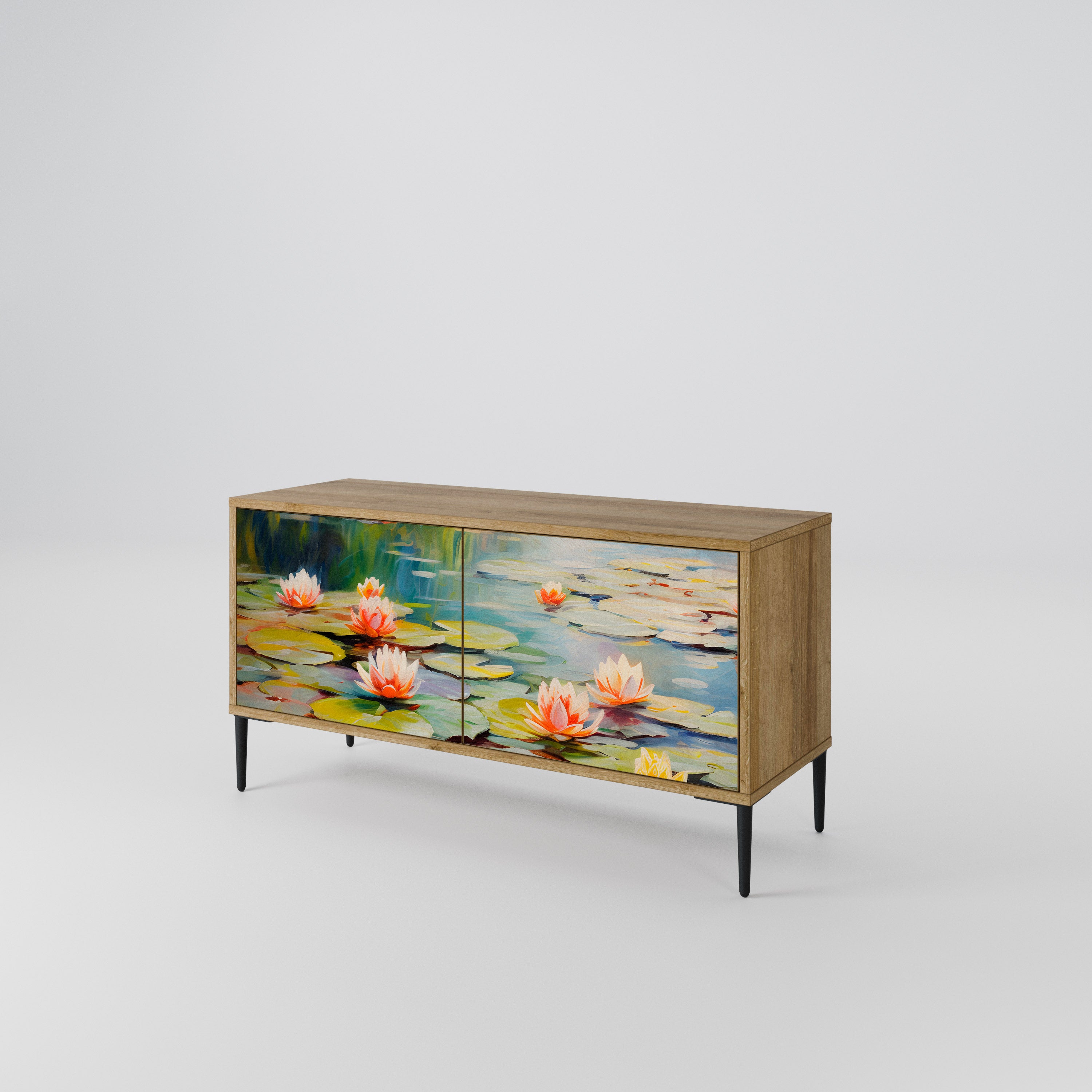 BLOOMING WATERS Compact 2-Door TV Cabinet