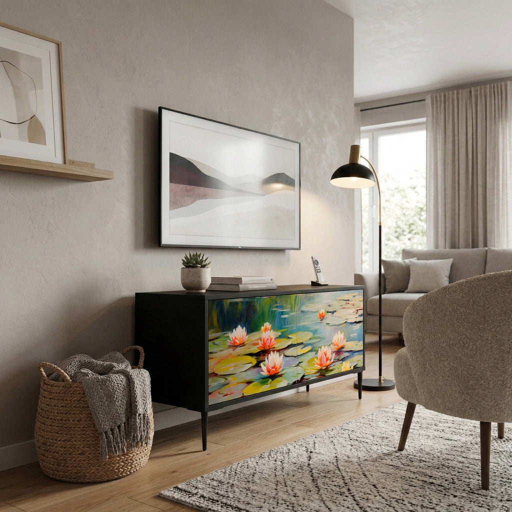 BLOOMING WATERS Kompakt TV-bänk med 2 dörrar