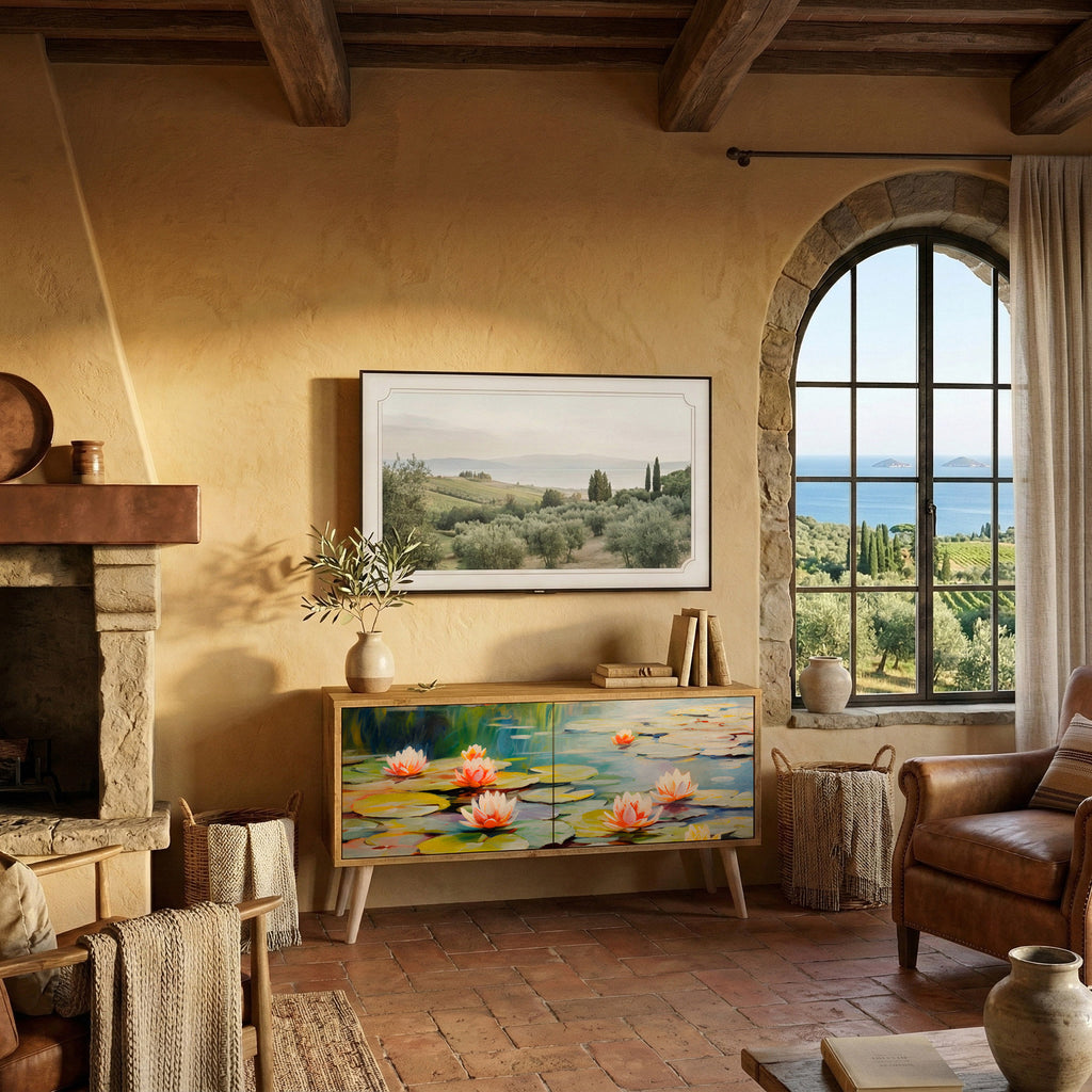 BLOOMING WATERS Kompakt TV-bänk med 2 dörrar