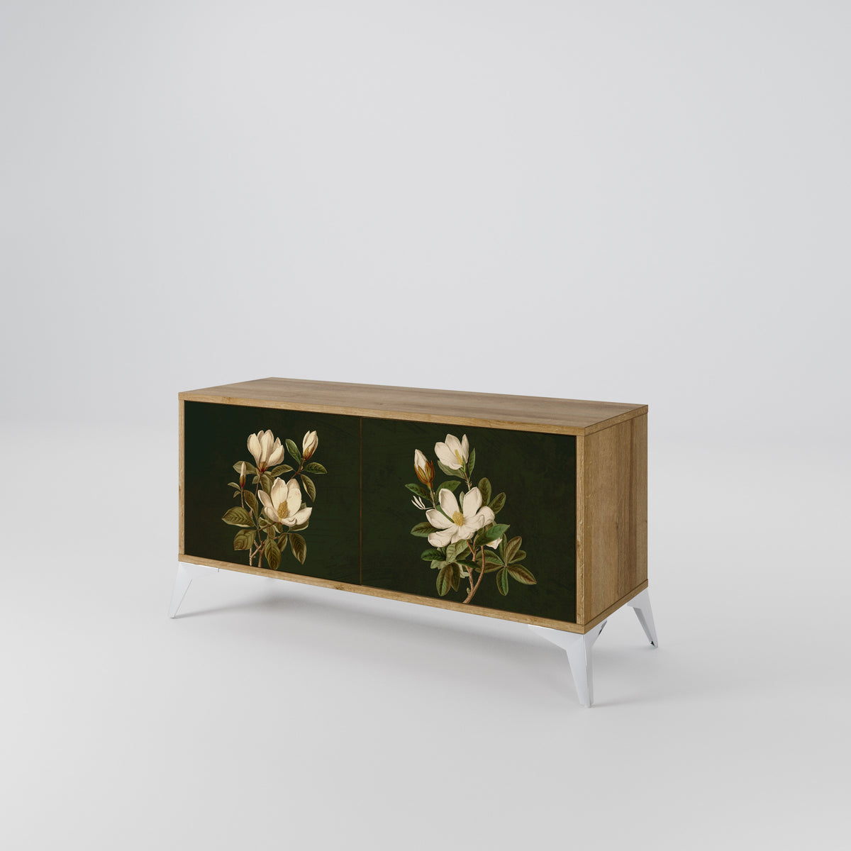 FLORAL NOIR Kompakt TV-bänk med 2 dörrar