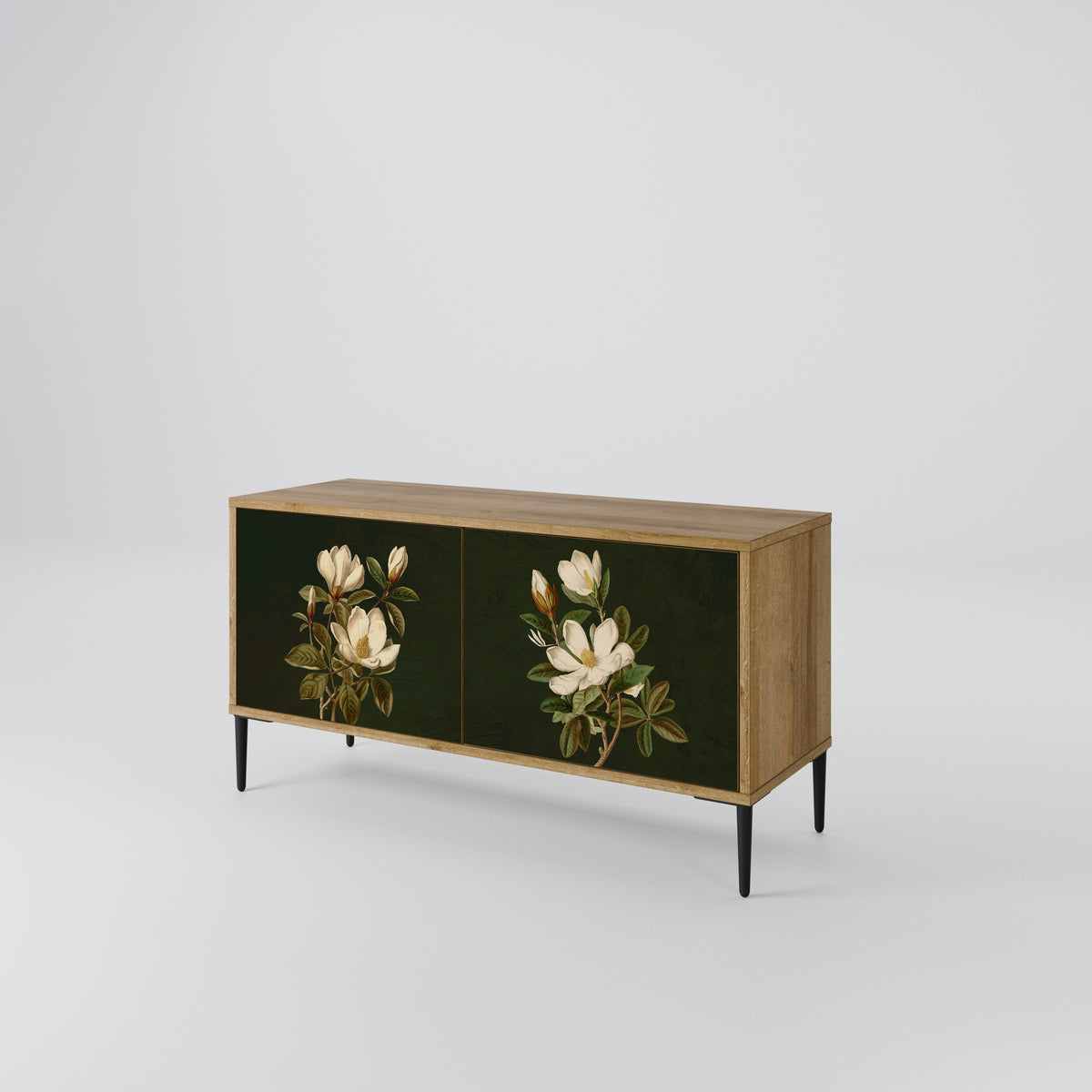 FLORAL NOIR Kompakt TV-bänk med 2 dörrar