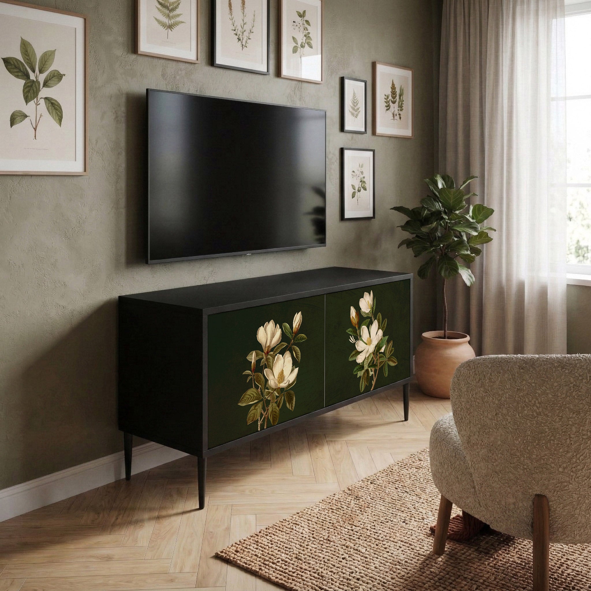 FLORAL NOIR Compact 2-Door TV Cabinet