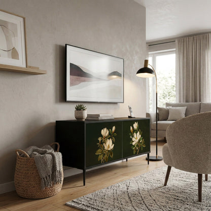 FLORAL NOIR Kompakt TV-bänk med 2 dörrar