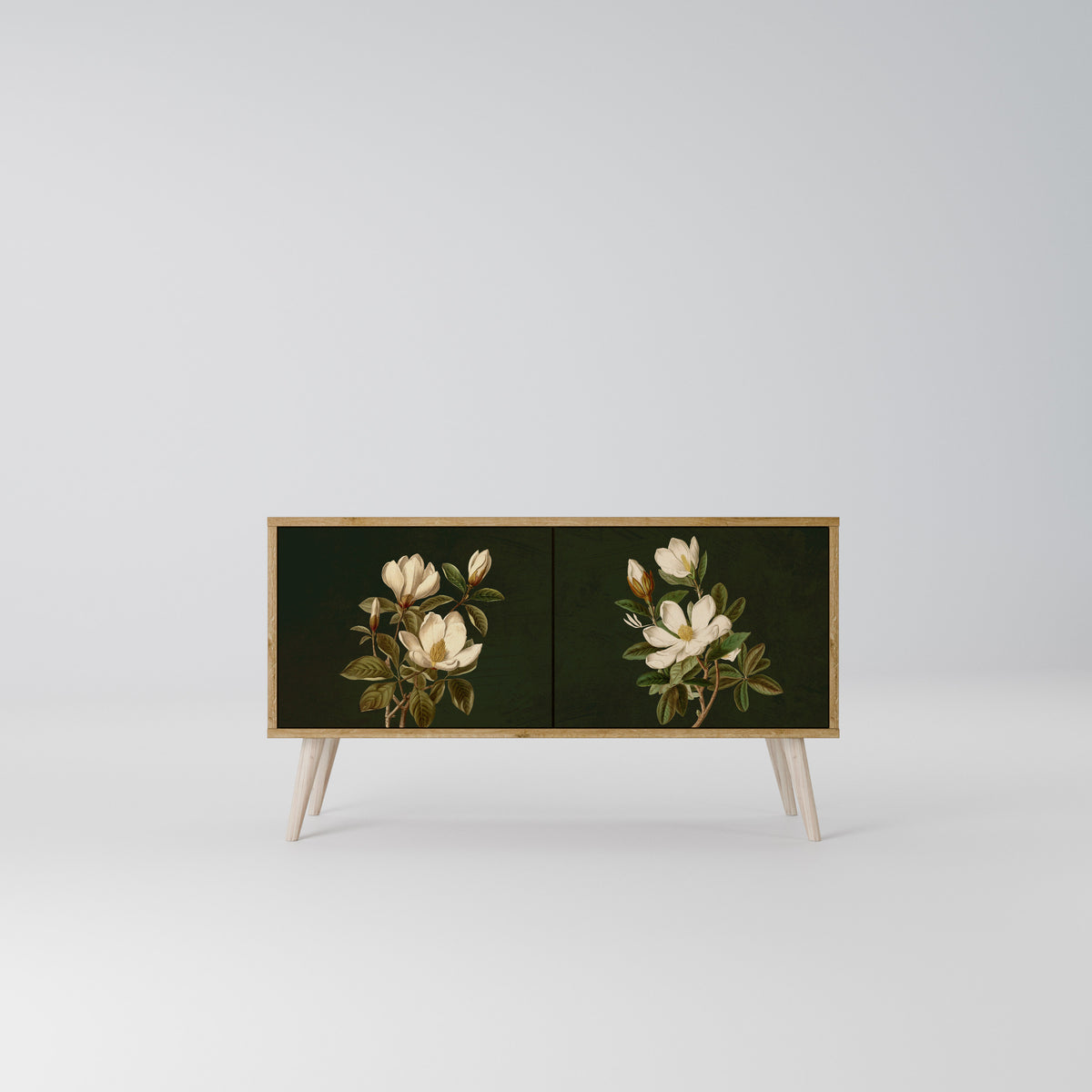 FLORAL NOIR Kompakt TV-bänk med 2 dörrar