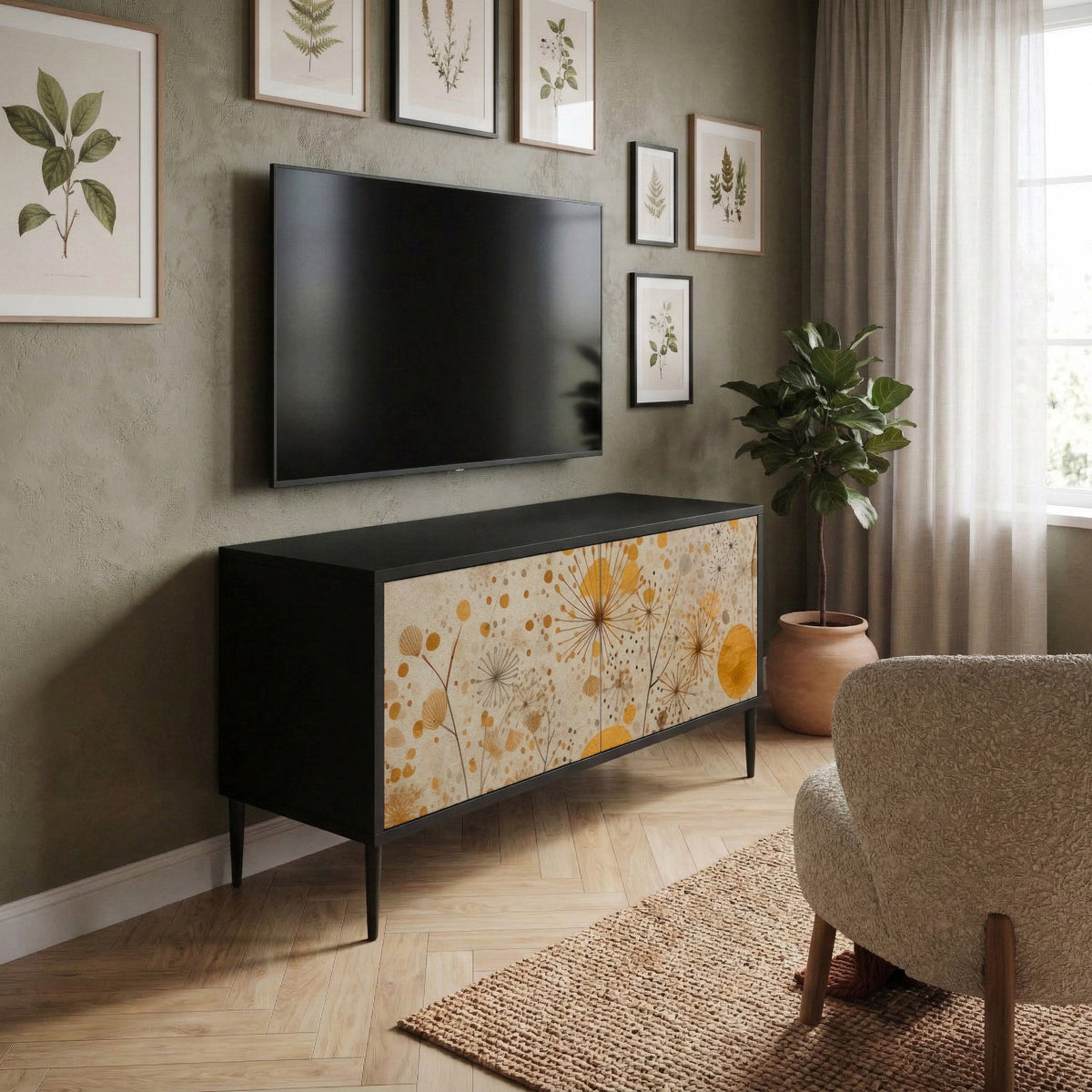 MORNING GLADE Kompakt TV-bänk med 2 dörrar