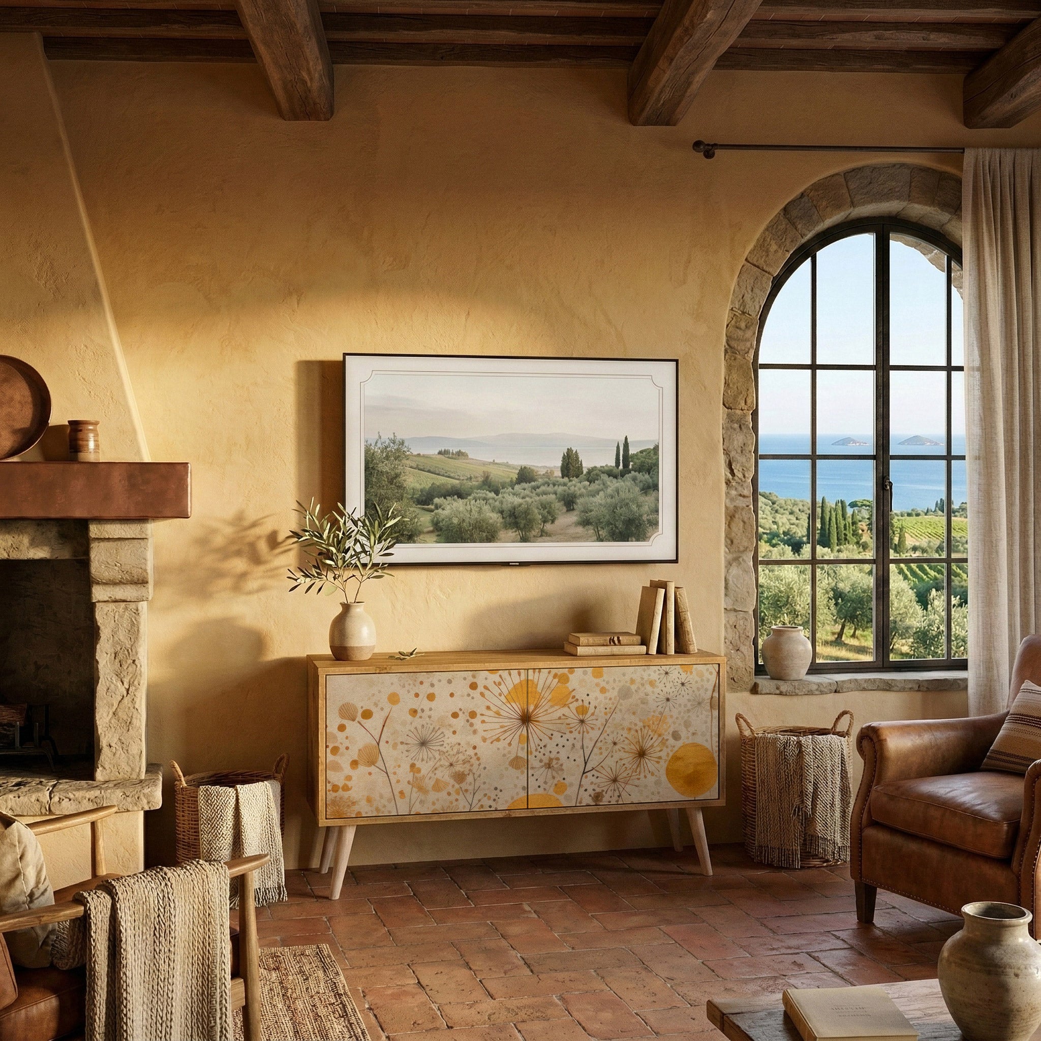 MORNING GLADE Kompakt TV-bänk med 2 dörrar