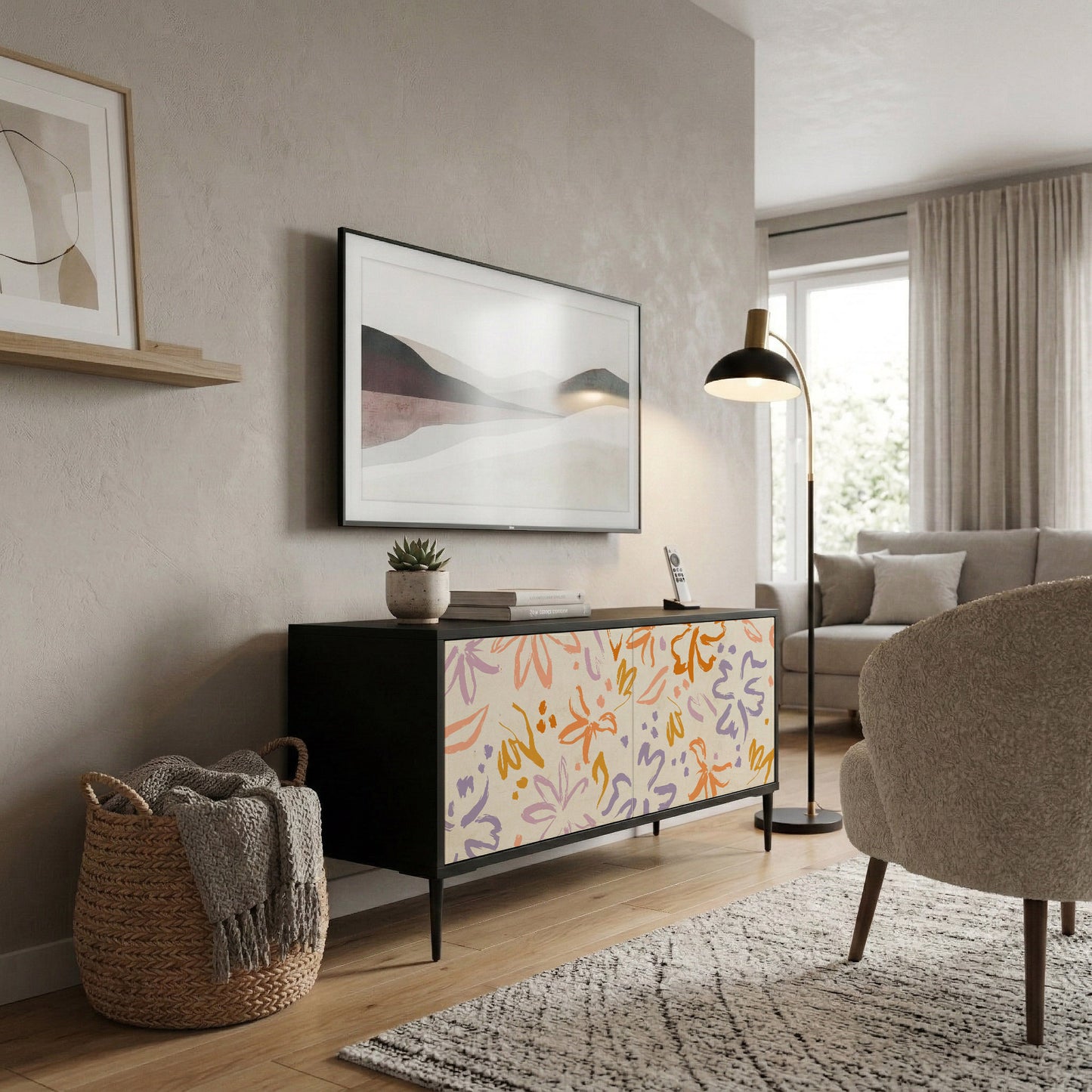 SPRING WHIMSY Kompakt TV-bänk med 2 dörrar