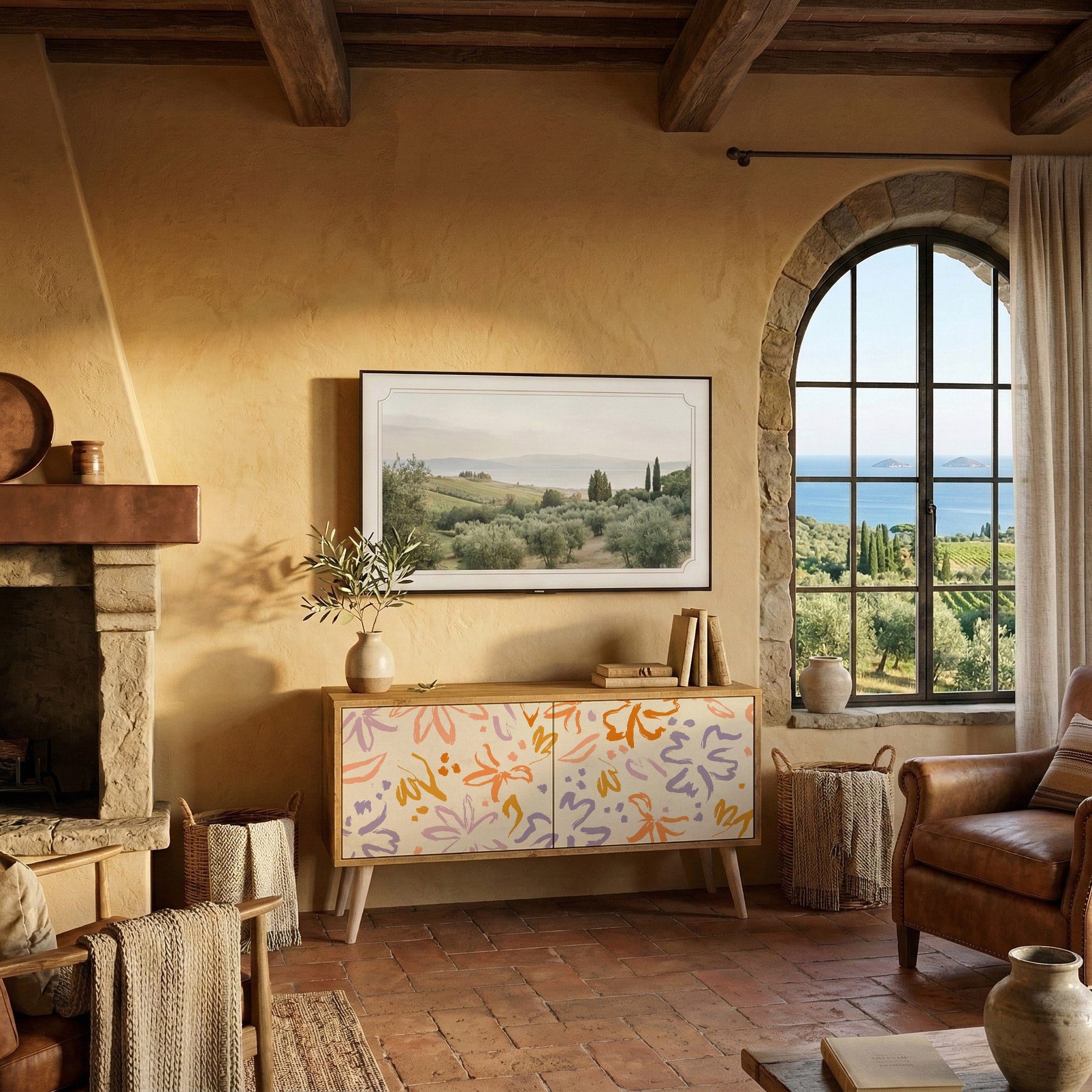 SPRING WHIMSY Kompakt TV-bänk med 2 dörrar