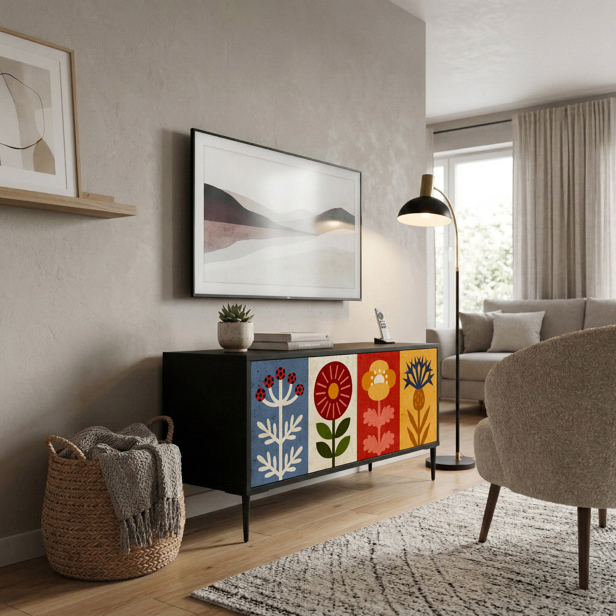 SCANDIC FLOWERET Kompakt TV-bänk med 2 dörrar