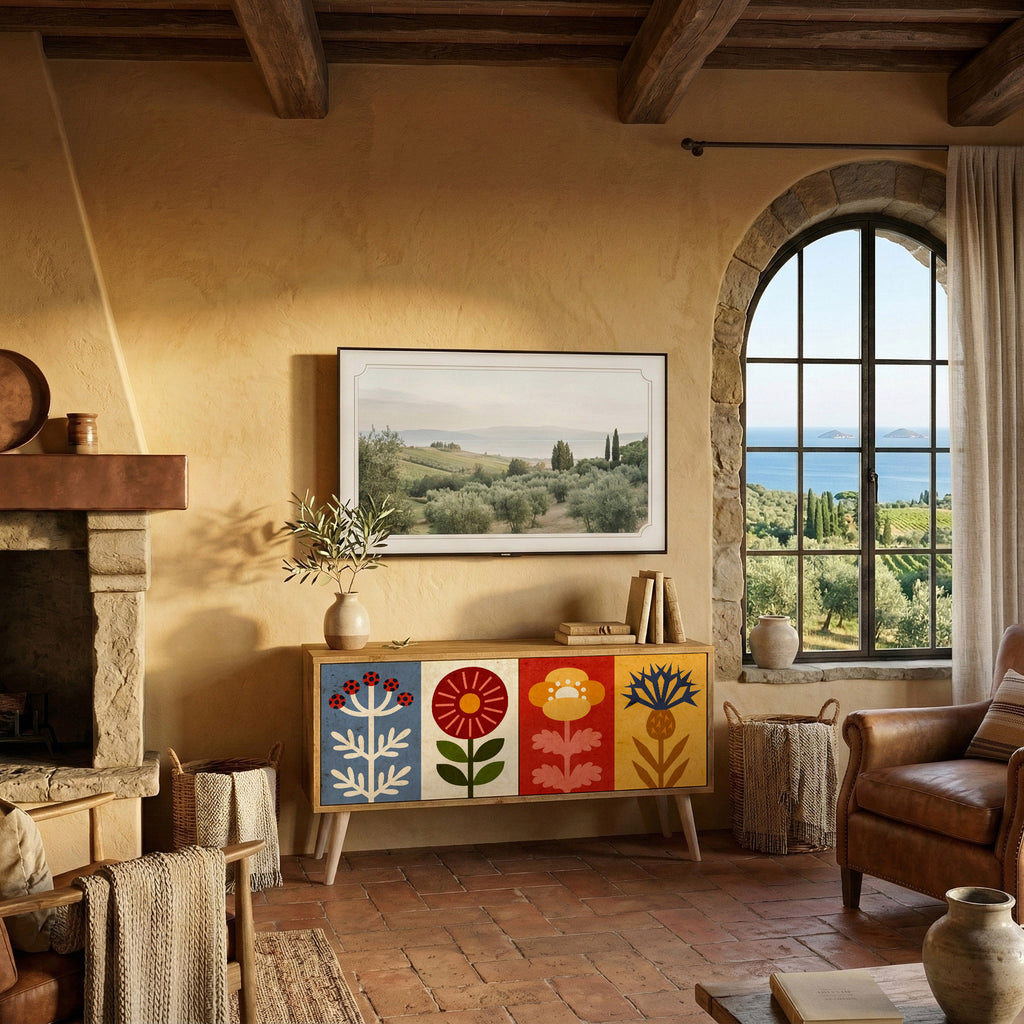 SCANDIC FLOWERET Kompakt TV-bänk med 2 dörrar