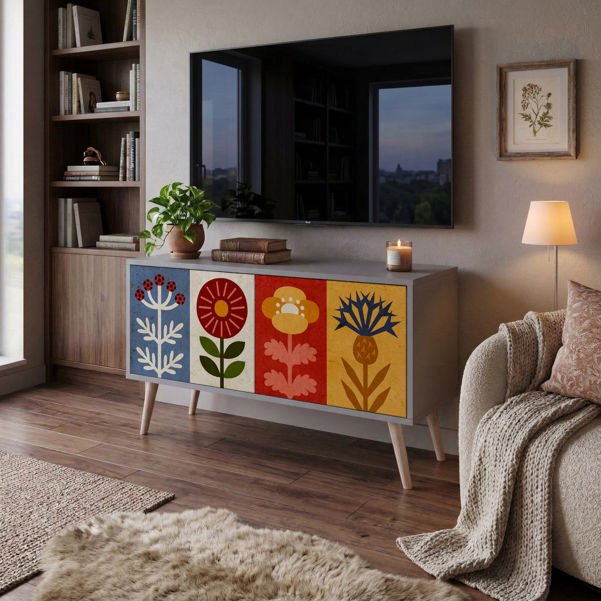 SCANDIC FLOWERET Kompakt TV-bänk med 2 dörrar