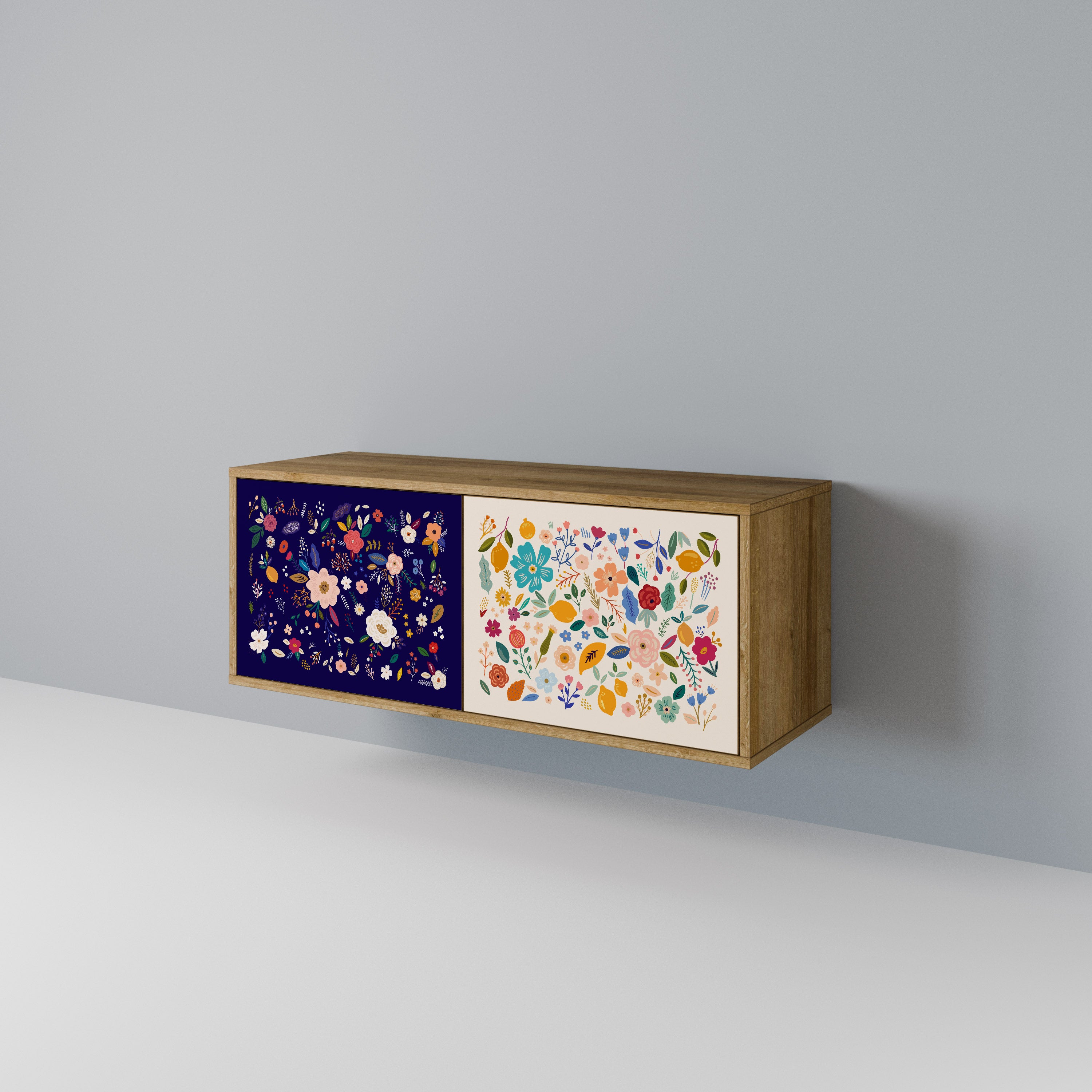 FLORAL COMBINATION Kompakt TV-bänk med 2 dörrar