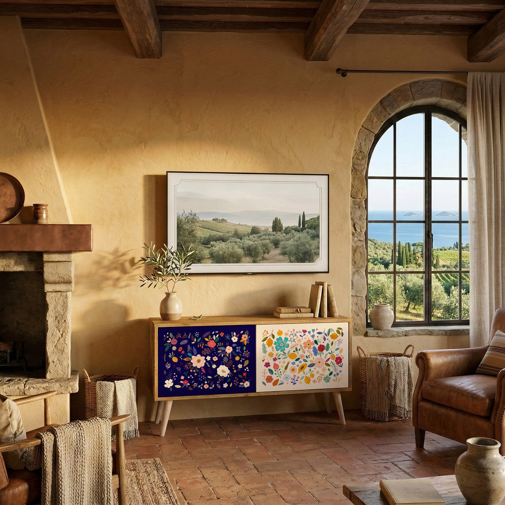 FLORAL COMBINATION Kompakt TV-bänk med 2 dörrar