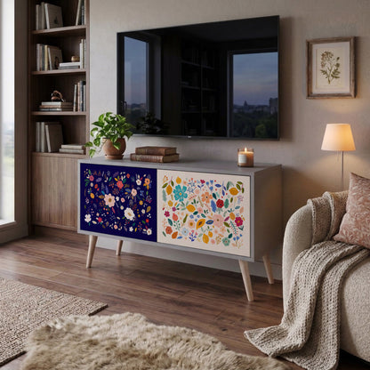 FLORAL COMBINATION Kompakt TV-bänk med 2 dörrar