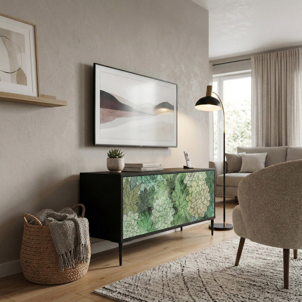 SUCCULENT CLUSTER Kompakt TV-bänk med 2 dörrar