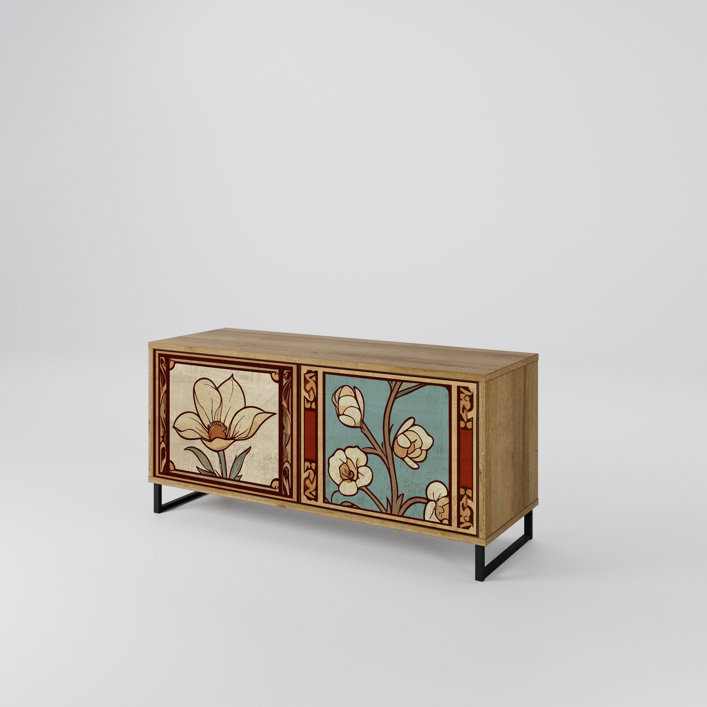 TIMELESS FLORA Kompakt TV-bänk med 2 dörrar