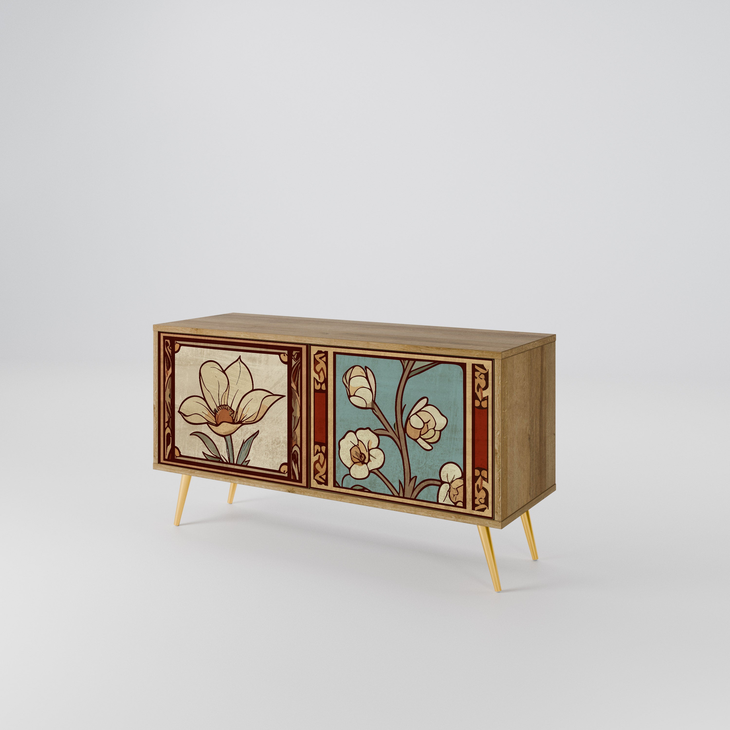 TIMELESS FLORA Kompakt TV-bänk med 2 dörrar