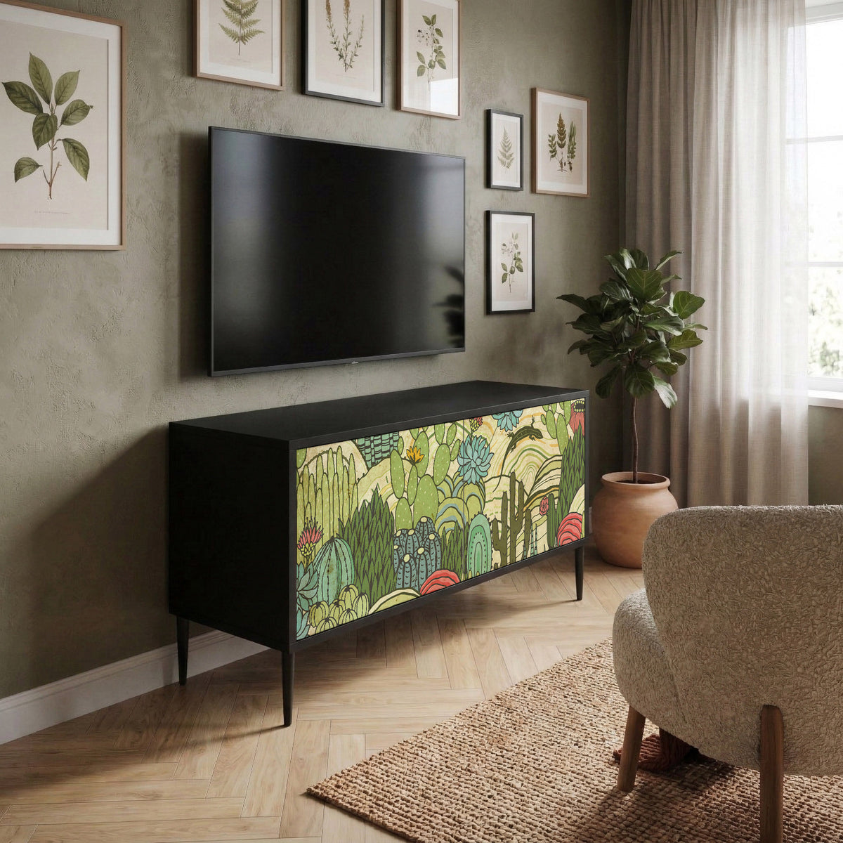 SUCCULENTS KALEIDOSCOPE Kompakt TV-bänk med 2 dörrar