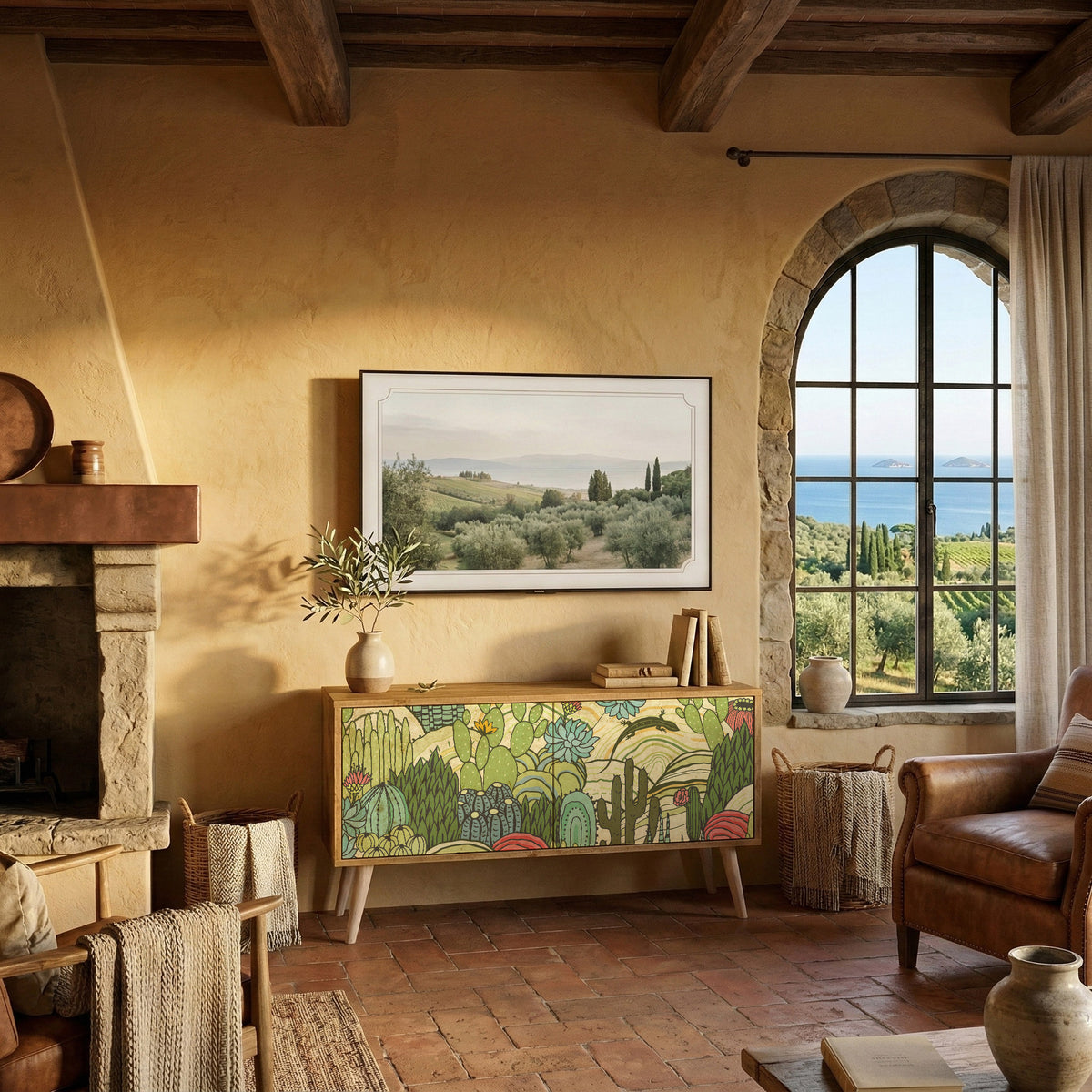 SUCCULENTS KALEIDOSCOPE Kompakt TV-bänk med 2 dörrar