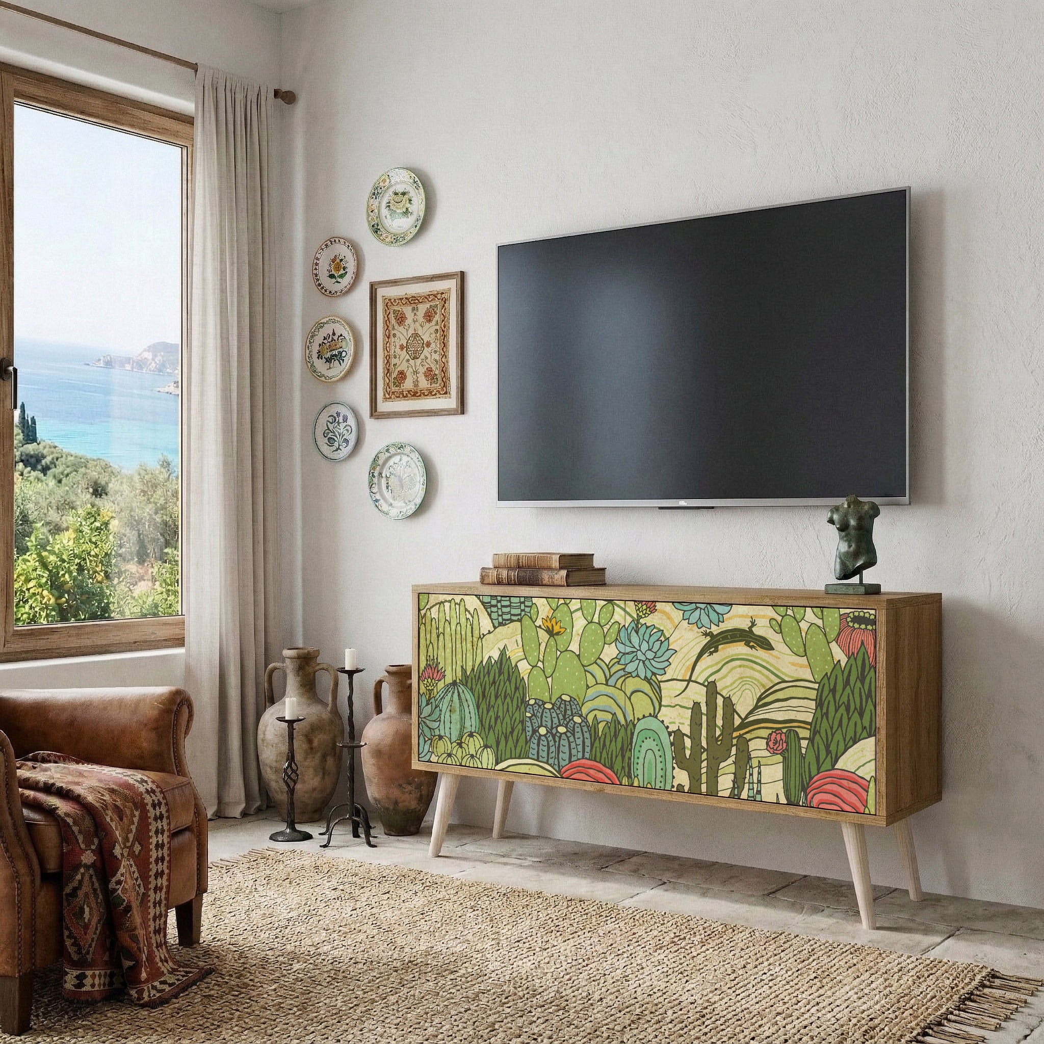 SUCCULENTS KALEIDOSCOPE Kompakt TV-bänk med 2 dörrar