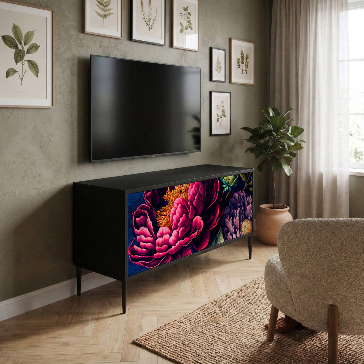 BLOOMING ELEGANCE Kompakt TV-bänk med 2 dörrar