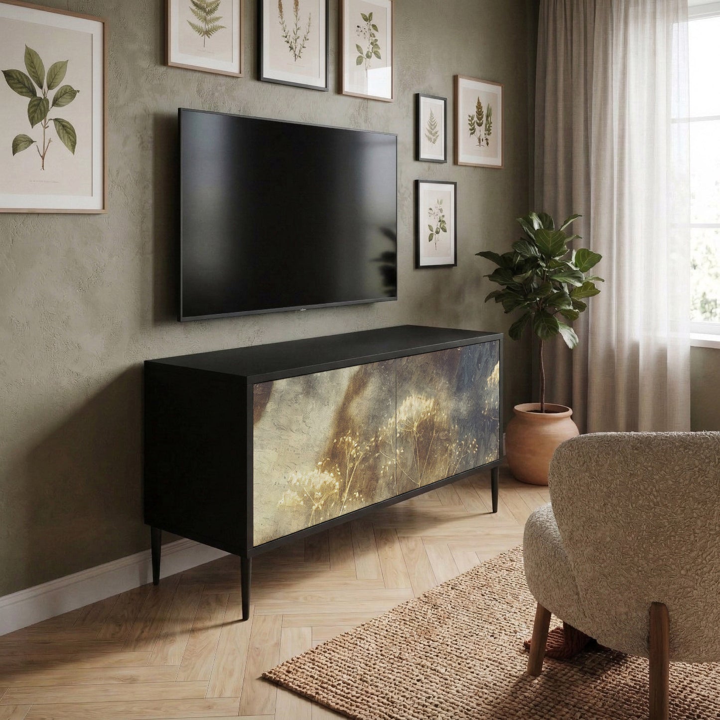 GENTLE POWER Kompakt TV-bänk med 2 dörrar