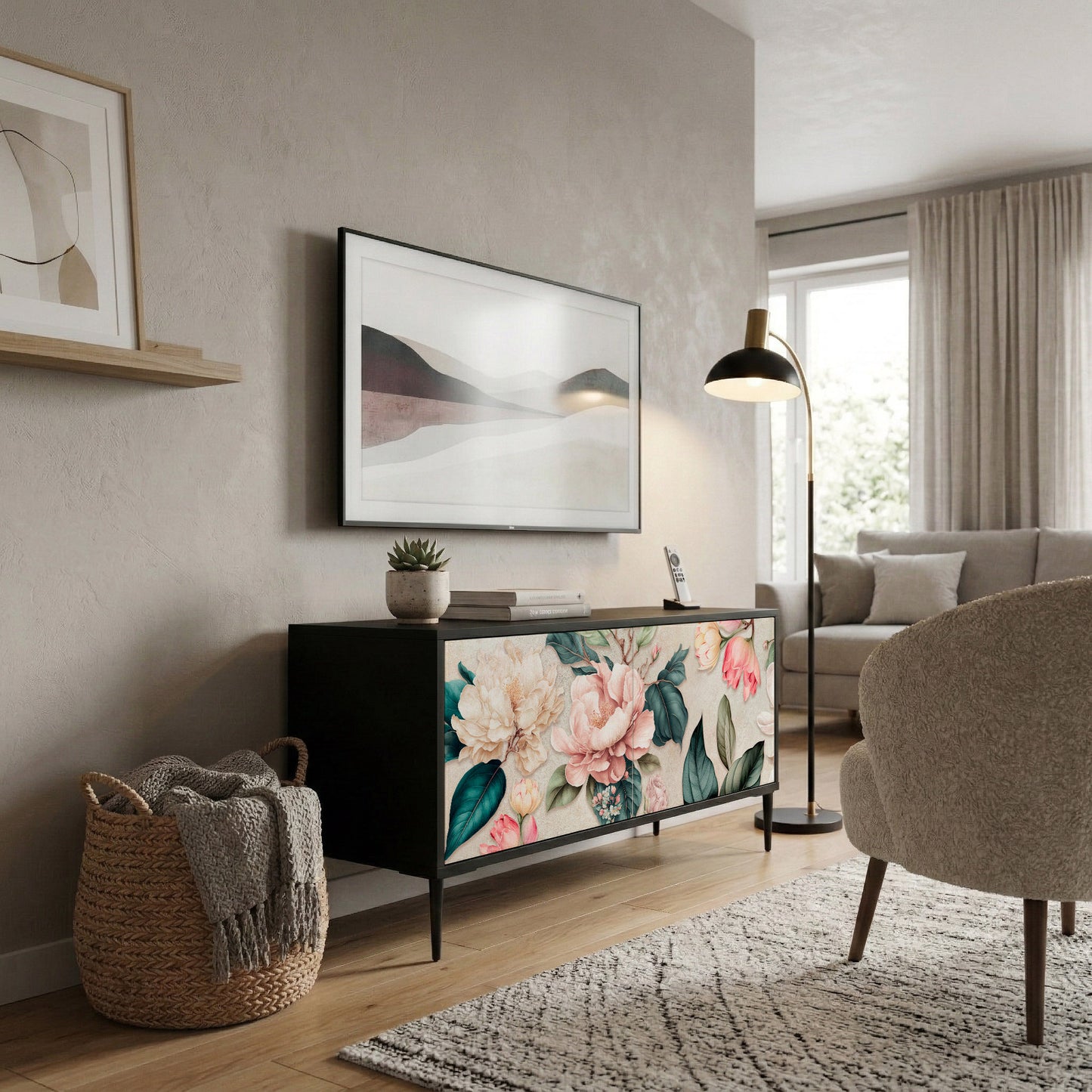FLORAL GRACE Kompakt TV-bänk med 2 dörrar